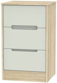 Monaco Cashmere Matt and Oak Effect 3 Drawer Bedside Cabinet