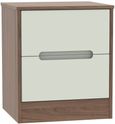 Monaco Cashmere and Carini Walnut 2 Drawer Bedside Cabinet