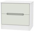 Monaco Cashmere and White 2 Drawer Wide Bedside Cabinet