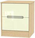 Monaco Cream Gloss and Light Oak 2 Drawer Bedside Cabinet