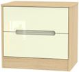 Monaco Cream Gloss and Light Oak 2 Drawer Wide Bedside Cabinet