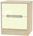 Monaco Cream Gloss and Oak Effect 2 Drawer Bedside Cabinet