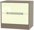 Monaco Cream Gloss and Toronto Walnut 2 Drawer Wide Bedside Cabinet
