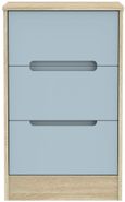 Monaco Denim and Oak Effect 3 Drawer Bedside Cabinet