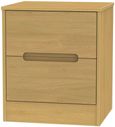 Monaco Modern Oak 2 Drawer Bedside Cabinet