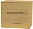 Monaco Modern Oak 2 Drawer Wide Bedside Cabinet