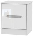 Monaco White Gloss 2 Drawer Bedside Cabinet
