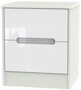 Monaco White Gloss and Cashmere 2 Drawer Bedside Cabinet