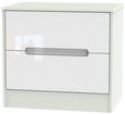 Monaco White Gloss and Cashmere 2 Drawer Wide Bedside Cabinet