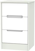 Monaco White and Cashmere 3 Drawer Bedside Cabinet