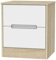 Monaco White and Oak Effect 2 Drawer Bedside Cabinet