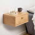 Monfort Bedside Table - 1 Drawer - Wall Mounted - Floating - Oak