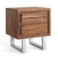 Monza Natural Acacia Wood - 2 Drawer Bedside Cabinet