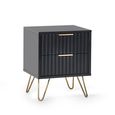 Murano Bedside Cabinet - 2 Drawer - Ribbed - Black