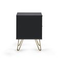 Murano Bedside Cabinet - 2 Drawer - Ribbed - Black