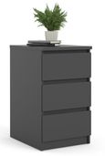 Naia Black 3 Drawer Bedside Cabinet