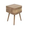 Noah Curved Bedside Table - 1 Drawer - Oak and Rattan