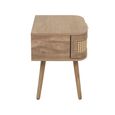 Noah Curved Bedside Table - 1 Drawer - Oak and Rattan