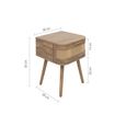 Noah Curved Bedside Table - 1 Drawer - Oak and Rattan
