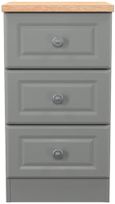Norfolk Grey and Oak Effect 3 Drawer Bedside Cabinet 