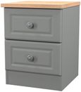 Norfolk Grey and Oak Effect Oak 2 Drawer Bedside Cabinet