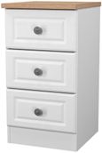 Norfolk White and Oak Effect 3 Drawer Bedside Cabinet