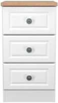 Norfolk White and Oak Effect 3 Drawer Bedside Cabinet