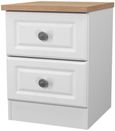 Norfolk White and Oak Effect Oak 2 Drawer Bedside Cabinet