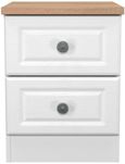 Norfolk White and Oak Effect Oak 2 Drawer Bedside Cabinet