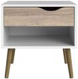 Oslo White and Oak Effect 1 Drawer Bedside Table