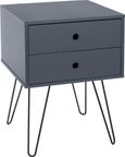 Options Blue 2 Drawer Bedside Cabinet with Hairpin Legs