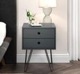 Options Blue 2 Drawer Bedside Cabinet with Hairpin Legs