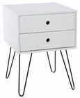 Options White 2 Drawer Bedside Cabinet with Hairpin Legs