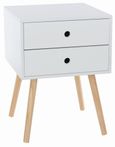 Options White 2 Drawer Bedside Cabinet with Wooden Legs 