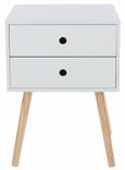 Options White 2 Drawer Bedside Cabinet with Wooden Legs 
