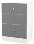 Padstow Grey and White 3 Drawer Bedside Cabinet