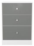 Padstow Grey and White 3 Drawer Bedside Cabinet