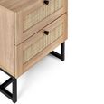Padstow Bedside Cabinet - 2 Drawer - Oak and Rattan