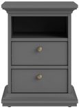 Paris Grey 2 Drawer Bedside Cabinet