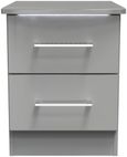 Paris Grey Gloss 2 Drawer Bedside Cabinet