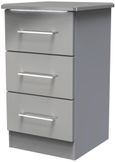 Paris Grey Gloss 3 Drawer Bedside Cabinet
