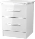 Paris White Gloss 2 Drawer Bedside Cabinet