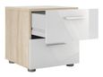 Pepe Oak Effect and White Gloss 2 Drawer Bedside Cabinet