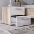 Pepe Oak Effect and White Gloss 2 Drawer Bedside Cabinet