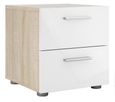Pepe Oak Effect and White Gloss 2 Drawer Bedside Cabinet