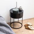 Polo Bedside Table - 1 Drawer - Round - Black Painted