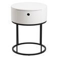 Polo Bedside Table - 1 Drawer - Round - White Painted