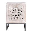 Quintana Bedside Cabinet - Washed Carved - Mango Wood - 1 Door