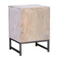 Quintana Bedside Cabinet - Washed Carved - Mango Wood - 1 Door