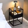 Randolf Bedside Table - 1 Drawer - Smoked Glass and Black